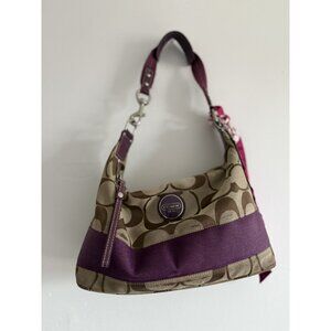 Coach Y2K Vintage Signature Hobo Shoulder bag in Purple and Brown Wit Silk Scarf